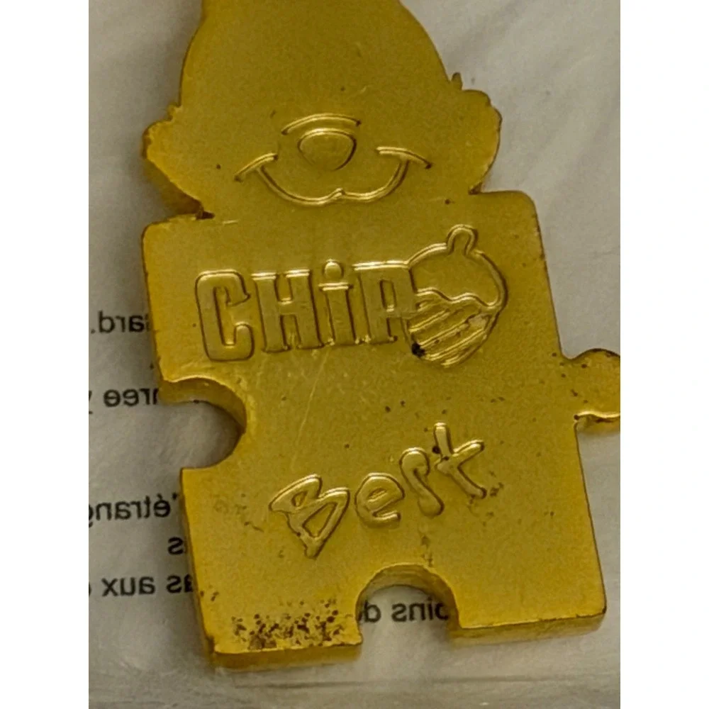 Disney Store Chip and Dale Best Friends Puzzle Piece Keychain Set Gold Silver